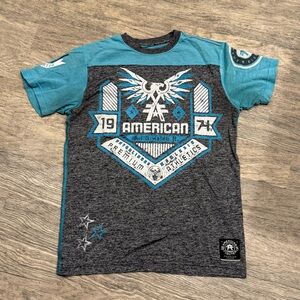 American Fighter Buckle Teal & Charcoal Graphic Short Sleeve Tee